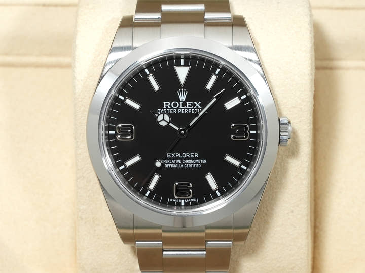 Rolex Explorer I Blackout Ref. 214270 Stainless Steel Black Dial Oyster Bracelet Unused ewnqzeh9