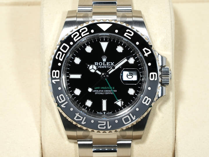 Rolex GMT-Master II Ref. 126710GRNR Stainless Steel Black Dial Oyster Bracelet Unused qhqjr48g