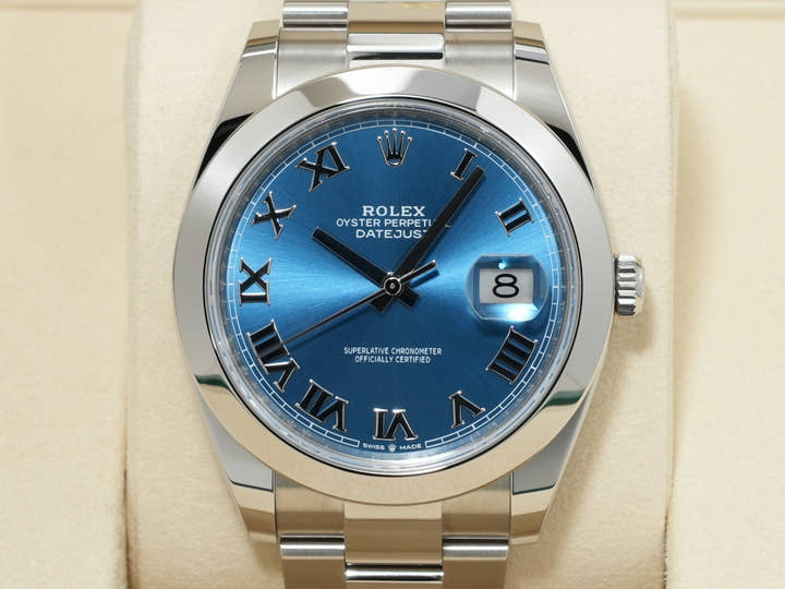 Rolex Datejust 41 Ref. 126300 Stainless Steel Azzurro Blue Dial Oyster Bracelet Excellent Condition 599j6ngo
