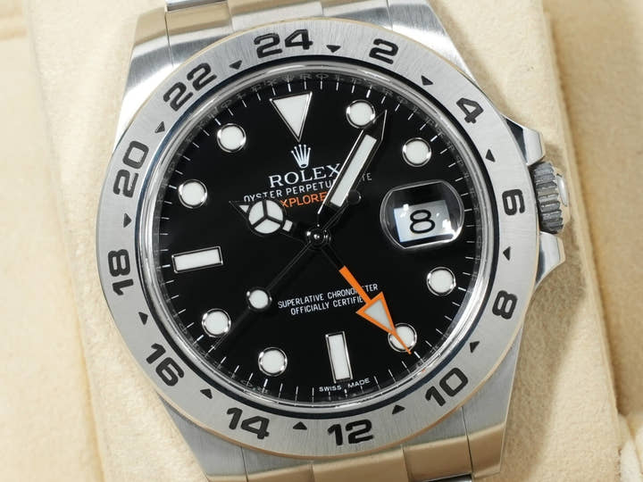ロレックス エクスプローラーII Ref.216570 ステンレススチール ブラック文字盤 オイスターブレスレット 美中古 ue63u6pd