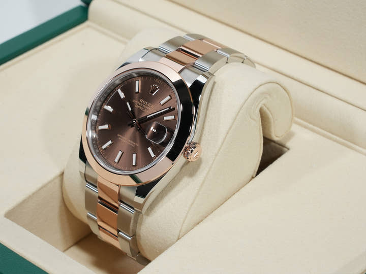 Rolex Datejust 41 Ref. 126301 Stainless Steel/Everose Gold Chocolate Dial Oyster Bracelet Unused qfc7gi4t