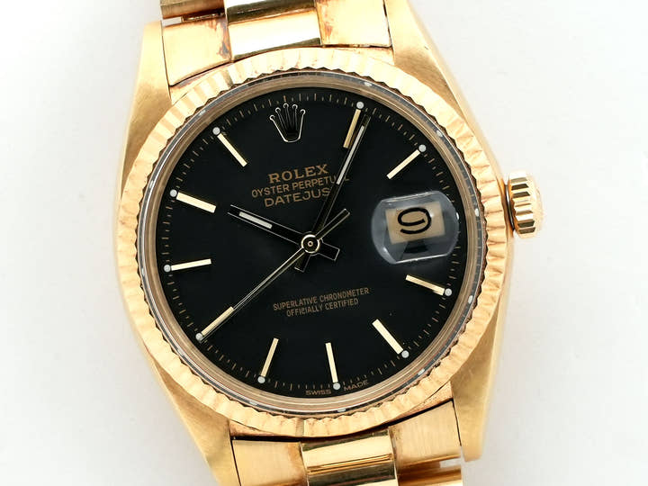 ロレックス デイトジャスト Ref.1601 イエローゴールド ブラック文字盤 中古 7evi39ki