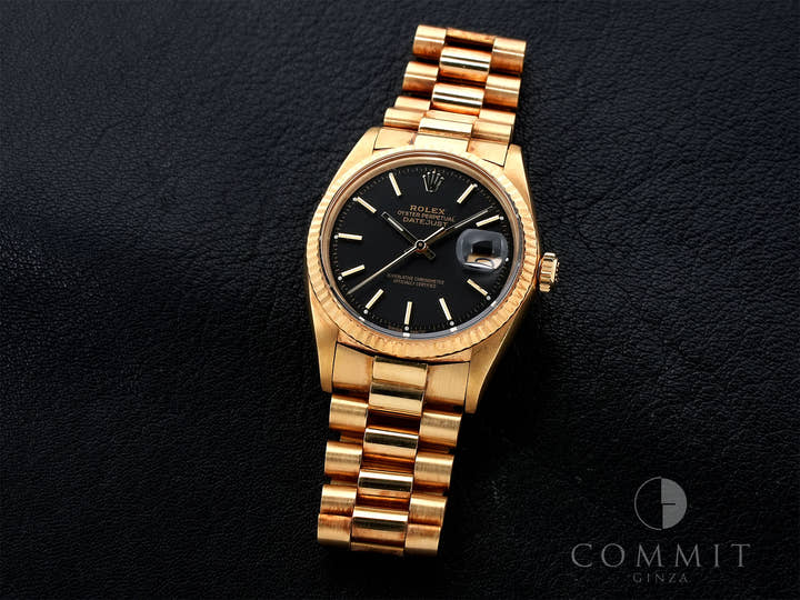 ロレックス デイトジャスト Ref.1601 イエローゴールド ブラック文字盤 中古 7evi39ki