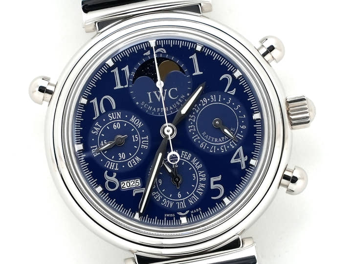 IWC ダ・ヴィンチ パーペチュアルカレンダー クロノグラフ ラトラパンテ Ref.3754 プラチナ ブルー文字盤 美中古 nrh5xu58