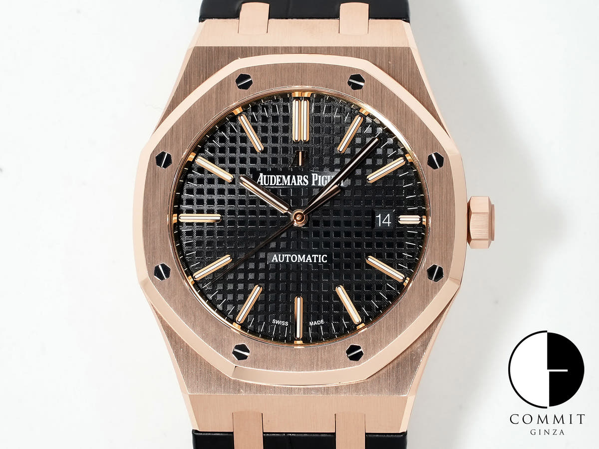 Audemars Piguet Royal Oak Ref. 15400OR.OO.D002CR.01 Pink Gold Black Dial Pre-owned kk9pfqiv