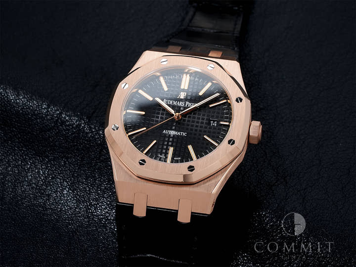 Audemars Piguet Royal Oak Ref. 15400OR.OO.D002CR.01 Pink Gold Black Dial Pre-owned kk9pfqiv