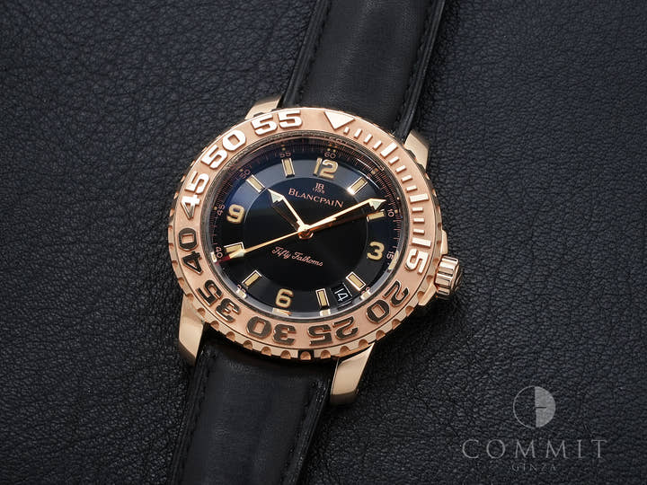 ブランパン フィフティ ファゾムス Ref.2200-3630-63B イエローゴールド ブラック文字盤 中古 o7bm3jih