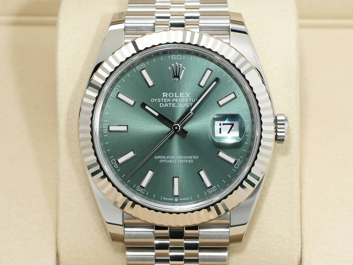 ロレックス デイトジャスト41 Ref.126334 ステンレススチール/ホワイトゴールド ミントグリーン文字盤 ジュビリーブレスレット 未使用 ovzbjhet