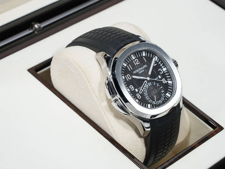 パテックフィリップ アクアノート トラベルタイム Ref.5164A-001 ステンレススチール ブラック文字盤 中古 kcpafj2t