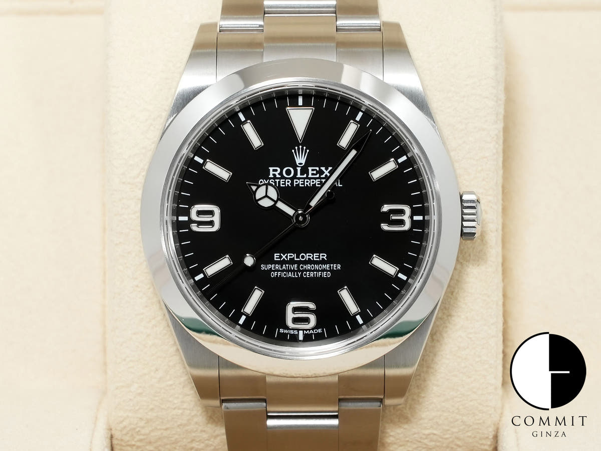 Rolex Explorer I Ref. 214270 Stainless Steel Black Dial Oyster Bracelet Excellent Condition vforwocb