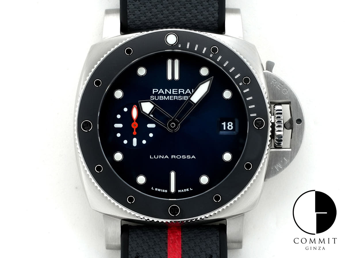 パネライ サブマーシブル ルナ・ロッサ Ref.PAM01565 ステンレススチール ブルー文字盤 極美品 v8egdswg