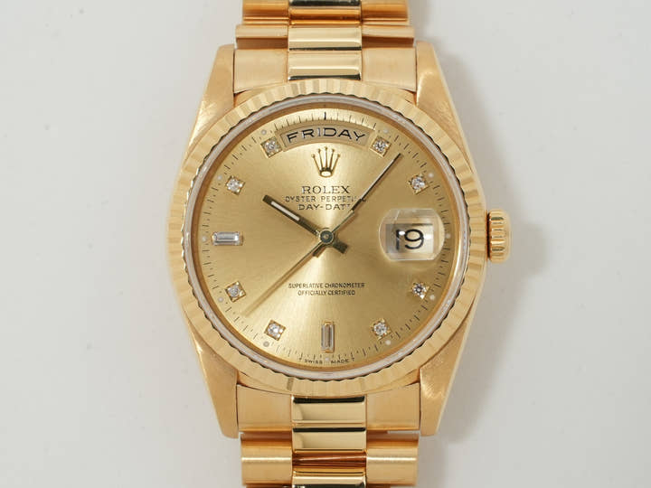 ロレックス デイデイト36 Ref.18238A イエローゴールド シャンパンx10Pダイヤ文字盤 中古 2dgaxcpt