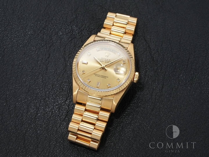 ロレックス デイデイト36 Ref.18238A イエローゴールド シャンパンx10Pダイヤ文字盤 中古 2dgaxcpt