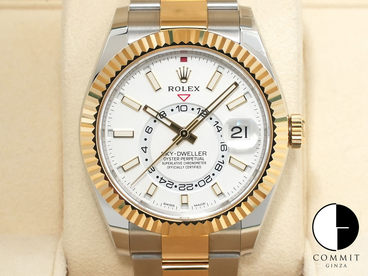 ロレックス スカイドゥエラー Ref.326933 ステンレススチール/イエローゴールド ホワイト文字盤 オイスターブレスレット 美中古 twq4tz3m