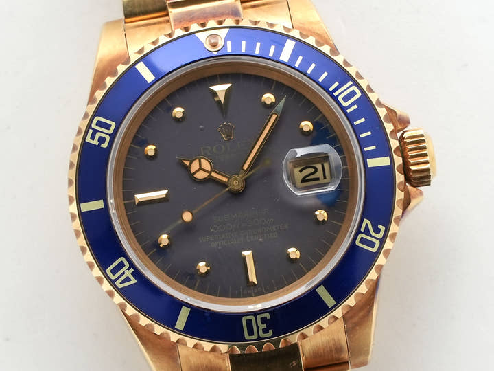 ロレックス サブマリーナー デイト Ref.16808 イエローゴールド ブルー文字盤 中古 zn9gjetq