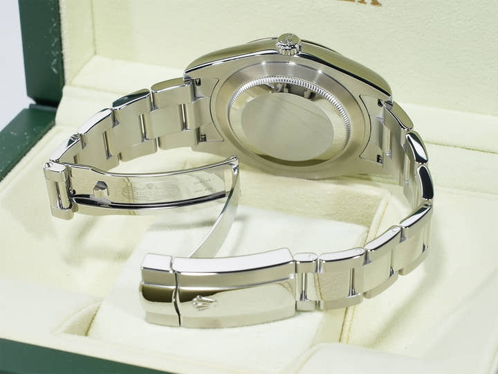 ロレックス デイトジャストII Ref.116334 ステンレススチール/ホワイトゴールド シルバーブルーアラビア文字盤 オイスターブレスレット 美品 3bwmq49b