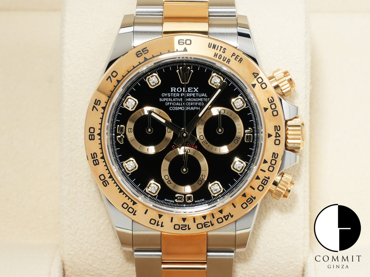 ロレックス デイトナ Ref.116503G ステンレススチール/イエローゴールド ブラックx8Pダイヤ文字盤 美中古 8f7ivttb