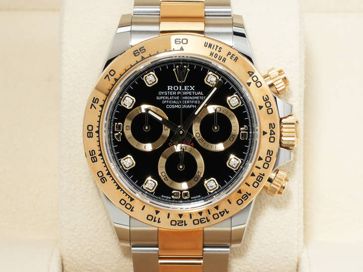 ロレックス デイトナ Ref.116503G ステンレススチール/イエローゴールド ブラックx8Pダイヤ文字盤 美中古 8f7ivttb