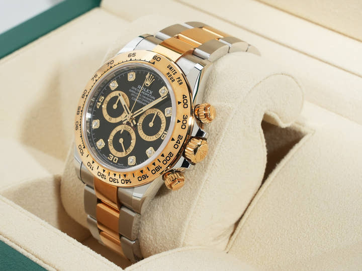 ロレックス デイトナ Ref.116503G ステンレススチール/イエローゴールド ブラックx8Pダイヤ文字盤 美中古 8f7ivttb
