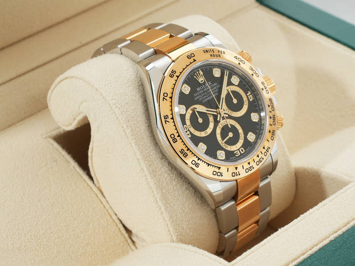 ロレックス デイトナ Ref.116503G ステンレススチール/イエローゴールド ブラックx8Pダイヤ文字盤 美中古 8f7ivttb