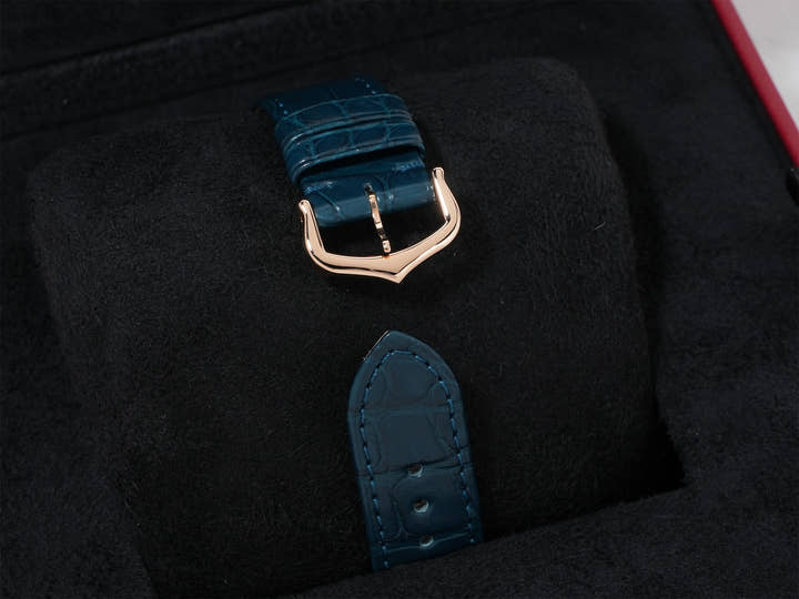 カルティエ サントス デュモン Ref.WGSA0098 ローズゴールド ピーコックブルー文字盤 未使用 32yvot7e