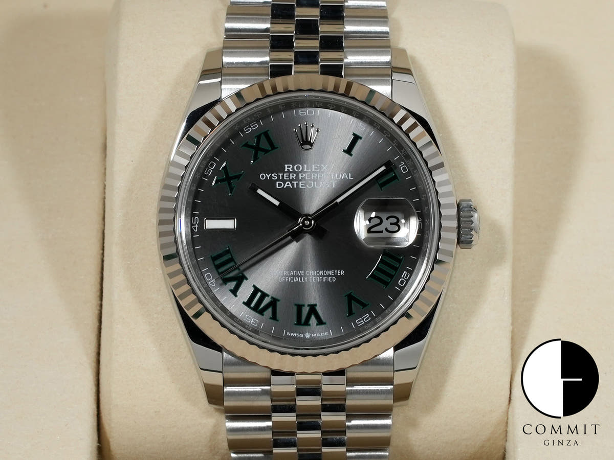 ロレックス デイトジャスト36 Ref.126234 ステンレススチール/ホワイトゴールド スレートローマン文字盤 ジュビリーブレスレット 美中古 7qee3xfv
