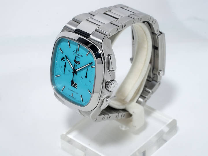 グラスヒュッテオリジナル セブンティーズ・クロノグラフ・パノラマデイト リミテッド・エディション Ref.1-37-02-10-02-63 ステンレススチール ディスコブルー文字盤 美品 rirppcki