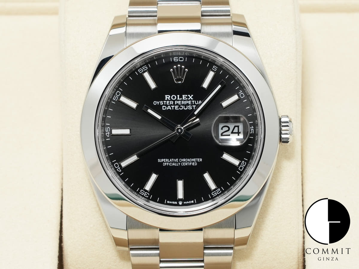 ロレックス デイトジャスト41 Ref.126300 ステンレススチール ブラック文字盤 オイスターブレスレット 美品 rz68jjt3
