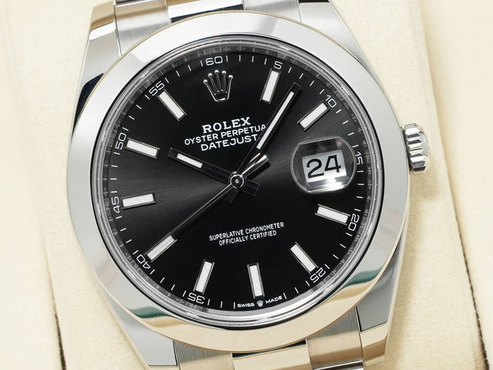 ロレックス デイトジャスト41 Ref.126300 ステンレススチール ブラック文字盤 オイスターブレスレット 美品 rz68jjt3