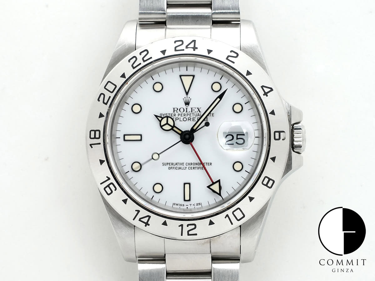 ロレックス エクスプローラーII Ref.16570 ステンレススチール ホワイト文字盤 オイスターブレスレット 中古 csedurq6