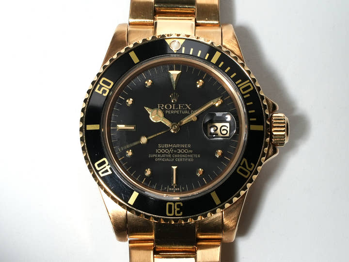 ロレックス サブマリーナー デイト Ref.16808 イエローゴールド ブラック文字盤 中古 hqfe79e7