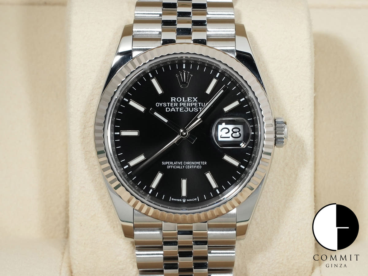 ロレックス デイトジャスト36 Ref.126234 ステンレススチール/ホワイトゴールド ブラック文字盤 ジュビリーブレスレット 美品 2ajhyjox