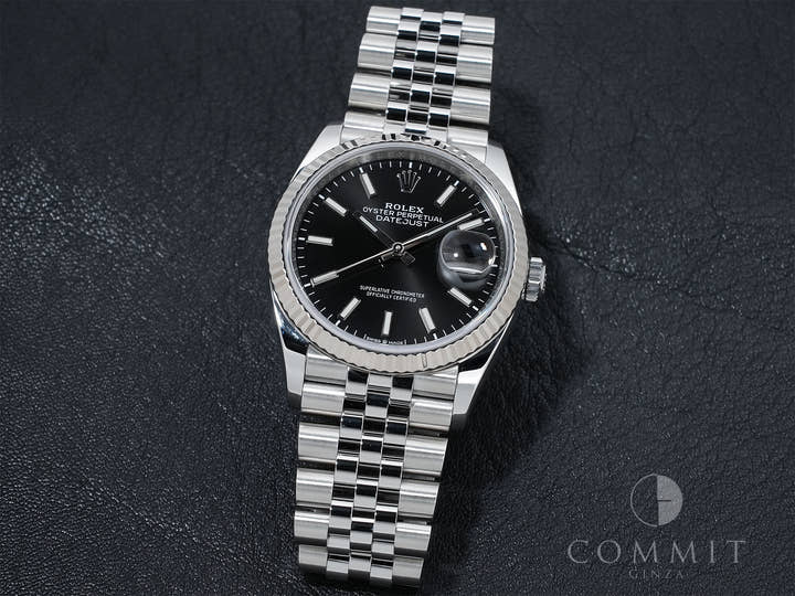 ロレックス デイトジャスト36 Ref.126234 ステンレススチール/ホワイトゴールド ブラック文字盤 ジュビリーブレスレット 美品 2ajhyjox