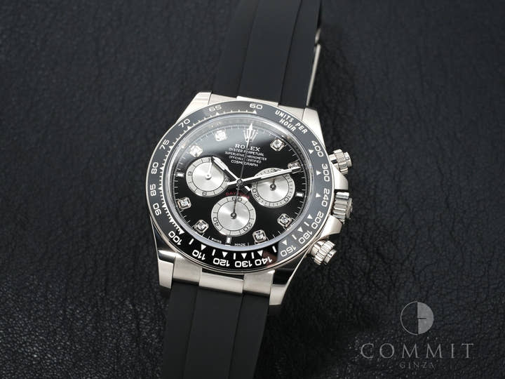 ロレックス デイトナ Ref.126519LN ホワイトゴールド ブライトブラックxスチールx8Pダイヤ文字盤 美中古 putkxwey