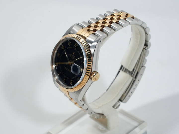 ロレックス デイトジャスト Ref.16013 ステンレススチール/イエローゴールド ブルーステラボイラーゲージ文字盤 中古 q3e842fd