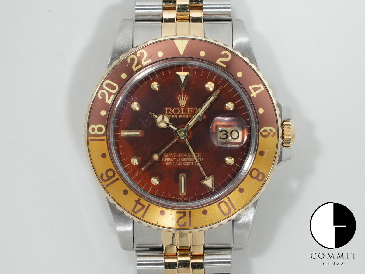 ロレックス GMTマスター Ref.16753 ステンレススチール/イエローゴールド ブラウン文字盤 ジュビリーブレスレット 中古 uqyc5o8u