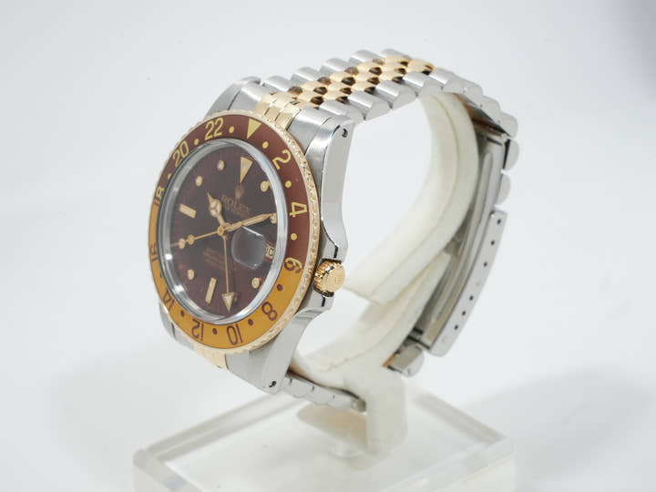 ロレックス GMTマスター Ref.16753 ステンレススチール/イエローゴールド ブラウン文字盤 ジュビリーブレスレット 中古 uqyc5o8u