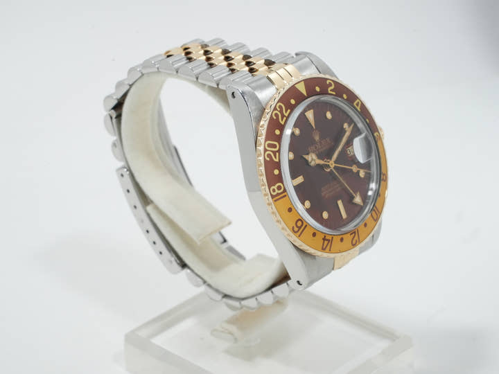 ロレックス GMTマスター Ref.16753 ステンレススチール/イエローゴールド ブラウン文字盤 ジュビリーブレスレット 中古 uqyc5o8u