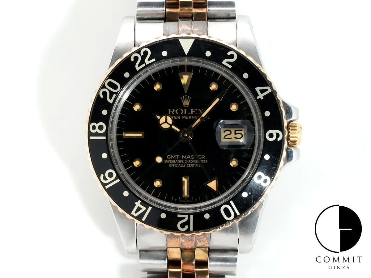 Pre-owned Rolex GMT-Master Ref. 16753 in stainless steel/yellow gold with a black dial and Jubilee bracelet (xkrpyj86)