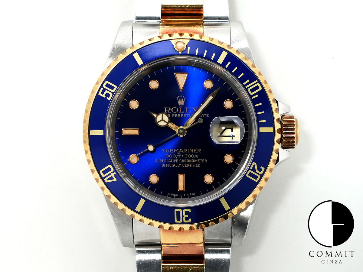 Pre-owned Rolex Submariner Date Ref. 16613 in Stainless Steel/Yellow Gold with Blue Dial (7ojgtoqa)