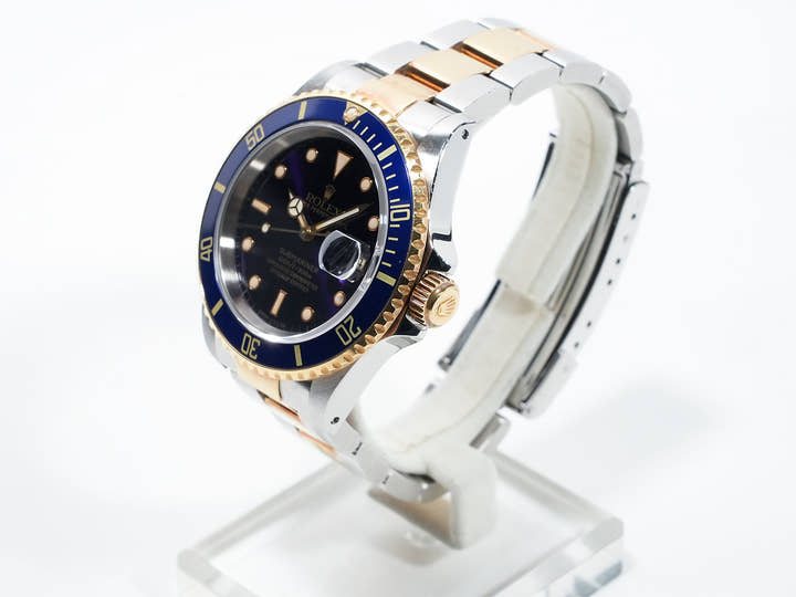 Pre-owned Rolex Submariner Date Ref. 16613 in Stainless Steel/Yellow Gold with Blue Dial (7ojgtoqa)