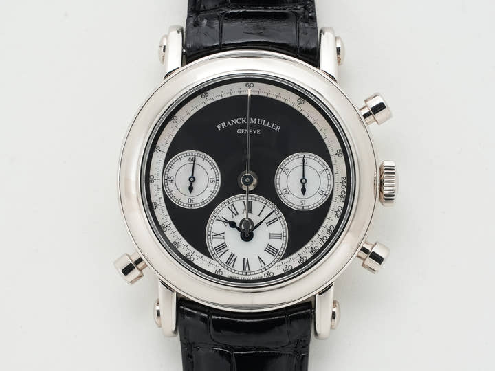 Franck Muller Round Split-Second Double-Face Chronograph Ref. 7000RDF White Gold Black and Mother-of-Pearl Dial Excellent Condition szggb6a9