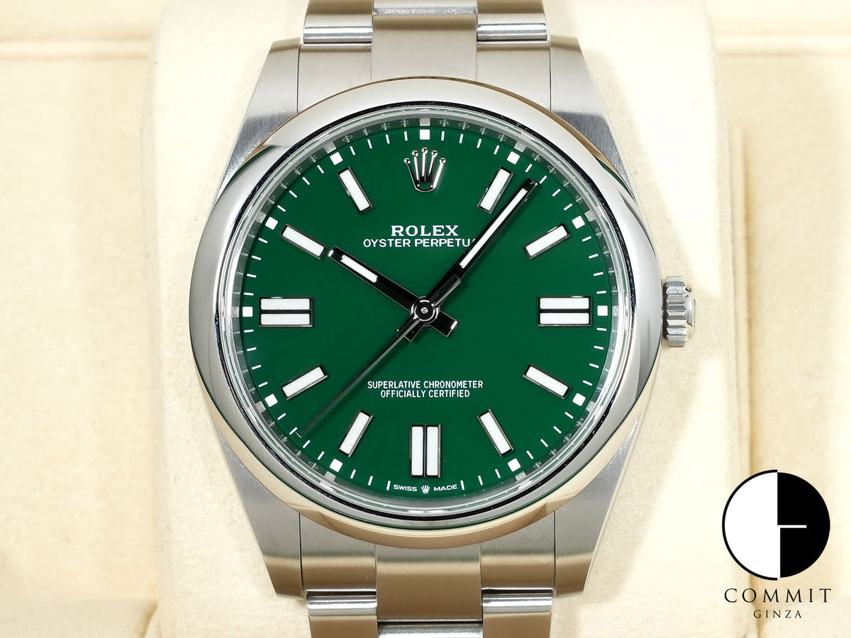 Rolex Oyster Perpetual 41 Ref. 124300 Stainless Steel Green Dial Excellent Condition m83usit2