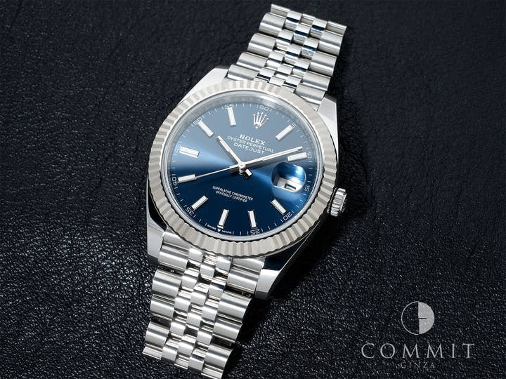 Pre-owned Rolex Datejust 41 Ref. 126334 Stainless Steel/White Gold Bright Blue Dial Jubilee Bracelet jjf2e2hy