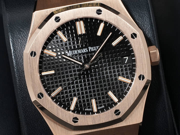 Audemars Piguet Royal Oak Ref. 15500OR.OO.D002CR.01 Pink Gold Black Dial Excellent Condition txvz9q7s