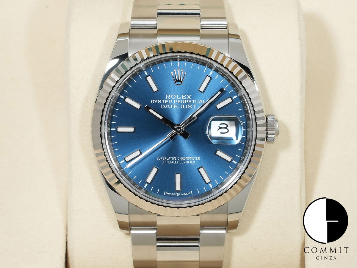 Rolex Datejust 36 Ref. 126234 Stainless Steel/White Gold Bright Blue Dial Oyster Bracelet Unused 9j5ctmkj
