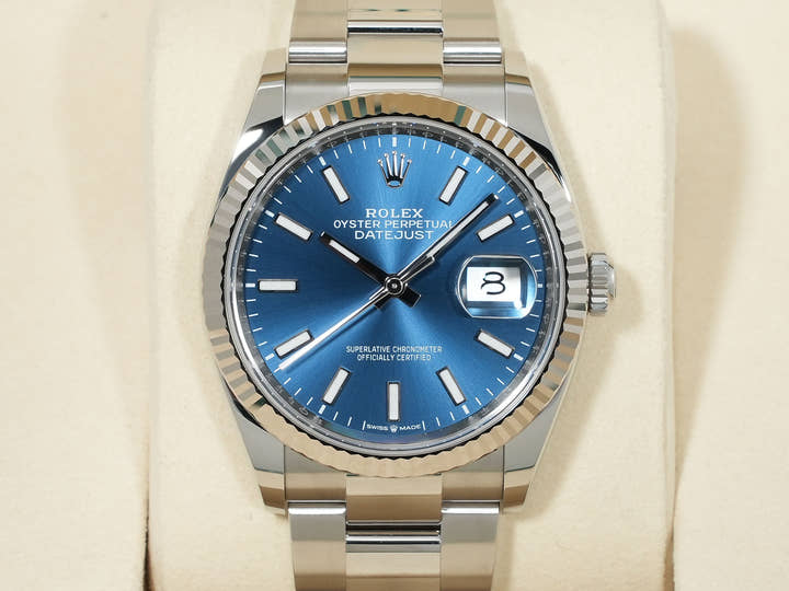 Rolex Datejust 36 Ref. 126234 Stainless Steel/White Gold Bright Blue Dial Oyster Bracelet Unused 9j5ctmkj