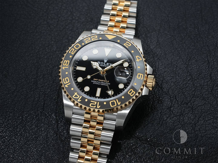 Pre-owned Rolex GMT-Master II Ref. 126713GRNR in stainless steel/yellow gold with a black dial and Jubilee bracelet (9ahj2noe)