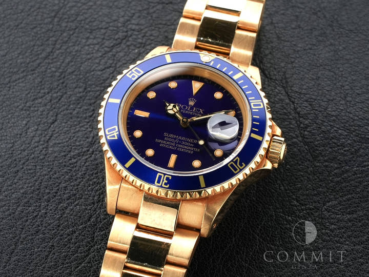 Pre-owned Rolex Submariner Date Ref. 16618 Yellow Gold Blue Dial (eg8xjrni)