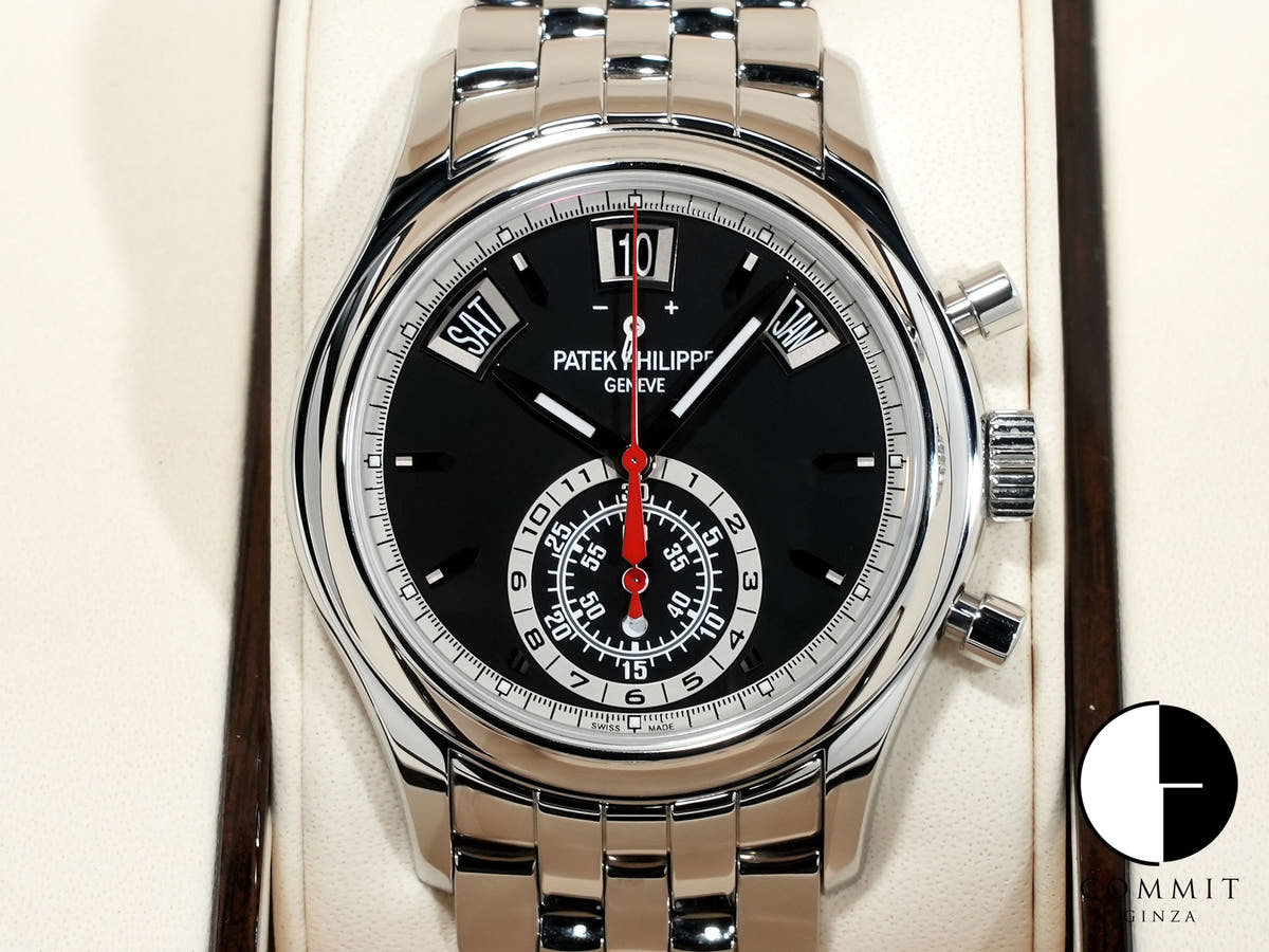 Patek Philippe Annual Calendar Chronograph Ref. 5960/1A-010 Stainless Steel Black Dial Excellent Condition Pre-Owned bpfjonh6